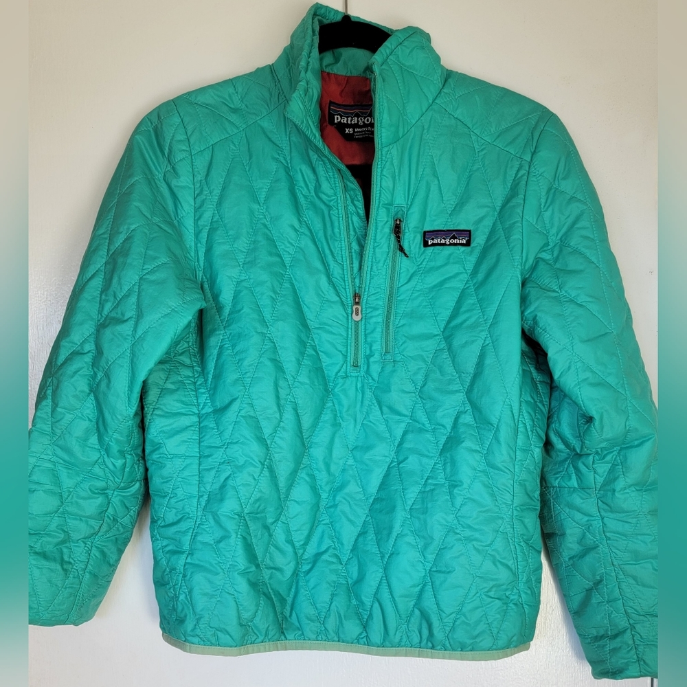 Patagonia Diamond Quilted Quarter 1/4 Zip Green Women's X-Small